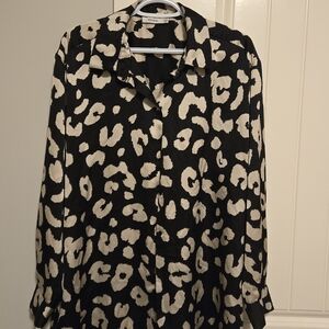 Ricki's Black and Cream Leopard Print Button Down Shirt